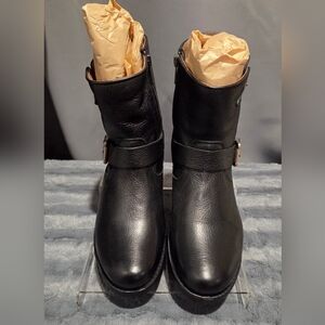 Frye Black Leather Ankle Booties